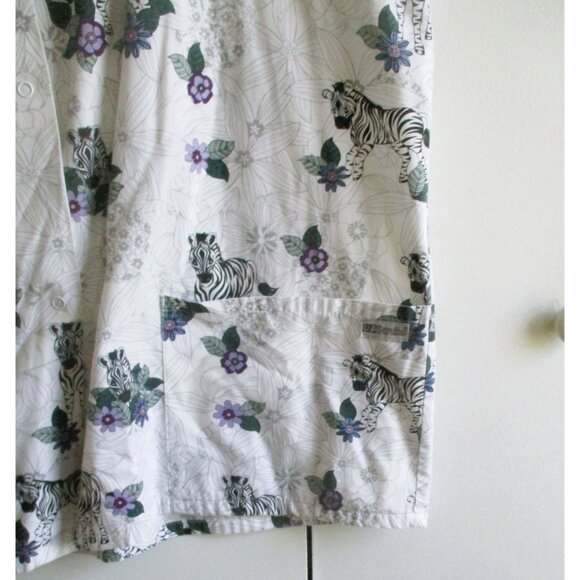 Ua Scrubs Uniform Advantage Zebra & Floral Print Long Sleeve Scrub Top XL - Picture 4 of 5